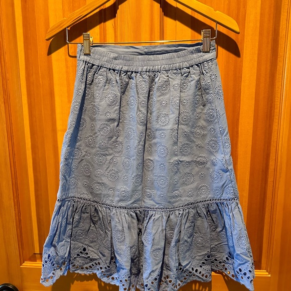 MARGARET O'LEARY Eyelet Skirt Periwinkle Blue - Picture 4 of 8
